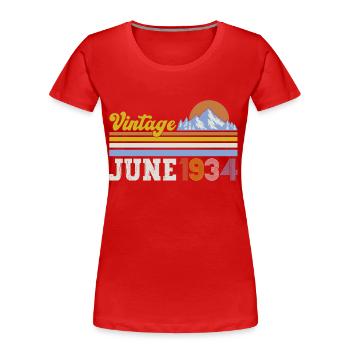 Original Juin 1934 Millésime 1934 Anniversaire 1934 - T-shirt bio Premium Femme - rouge - Devant - Mia (176cm)