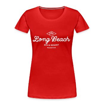 Long Beach Mauritius - Frauen Premium Bio T-Shirt - Rot - Vorne - Mia (176cm)