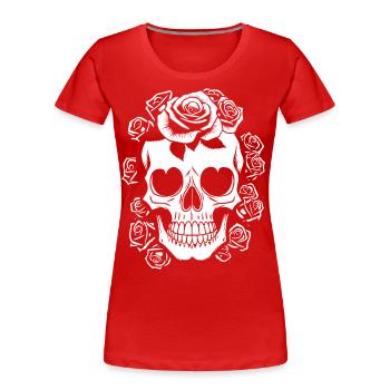 Horreur Crâne Crâne Art Crâne Gothique Heavy Metal - T-shirt bio Premium Femme - rouge - Devant - Mia (176cm)