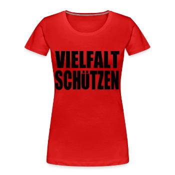 vielfalt schützen - Frauen Premium Bio T-Shirt - Rot - Vorne - Mia (176cm)