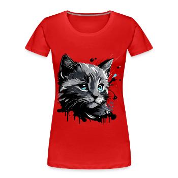 chaton mignon, chat - T-shirt bio Premium Femme - rouge - Devant - Mia (176cm)