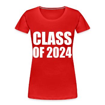 Class of 2024 - T-shirt bio Premium Femme - rouge - Devant - Mia (176cm)