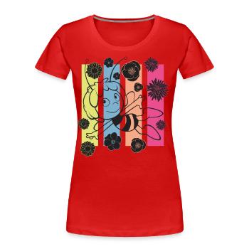 Maya The Bee Flowers And Stripes - Women's Premium Organic T-Shirt - red - Front - Mia (176cm)