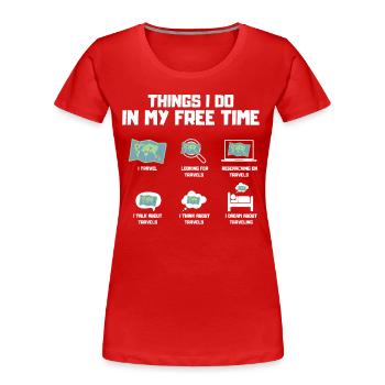 Travel geek - Women's Premium Organic T-Shirt - red - Front - Mia (176cm)