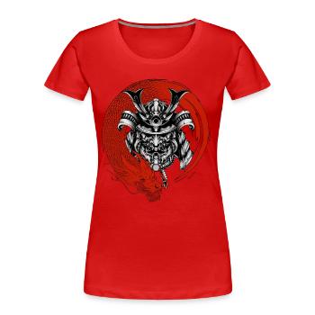 Samurai and Dragon - Women's Premium Organic T-Shirt - red - Front - Mia (176cm)