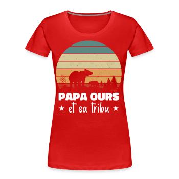und sein Stamm, Humor Geschenk - Frauen Premium Bio T-Shirt - Rot - Vorne - Mia (176cm)