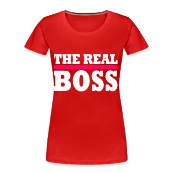 The real boss - T-shirt bio Premium Femme - rouge - Devant - Mia (176cm)