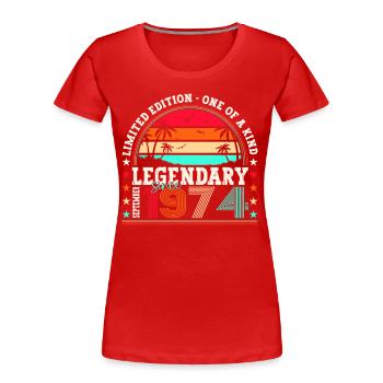 Légendaire cadeau d’anniversaire de septembre 1974 - T-shirt bio Premium Femme - rouge - Devant - Mia (176cm)