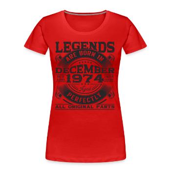 Décembre Né 1974 48ème anniversaire Legend Man - T-shirt bio Premium Femme - rouge - Devant - Mia (176cm)