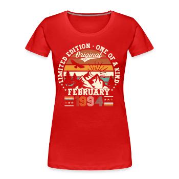 Jahrgang 1994 Februar 29. Geburtstag Geschenk Mann - Frauen Premium Bio T-Shirt - Rot - Vorne - Mia (176cm)