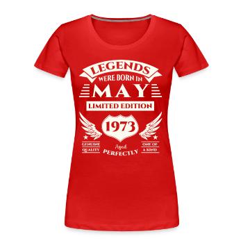 50th Birthday Man Legendary May Born 1973 - Women's Premium Organic T-Shirt - red - Front - Mia (176cm)