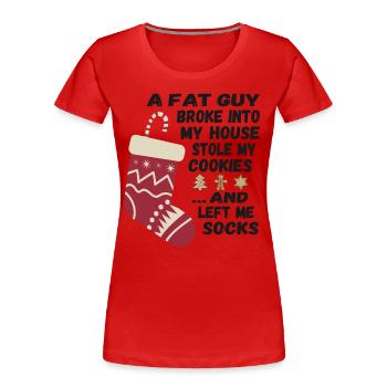 Lustiger Nikolaus Spruch - Ein dicker Kerl ....... - Frauen Premium Bio T-Shirt - Rot - Vorne - Mia (176cm)