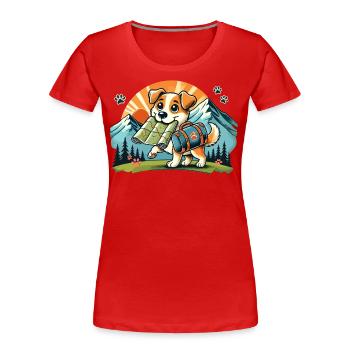 Wander Hund - Frauen Premium Bio T-Shirt - Rot - Vorne - Mia (176cm)