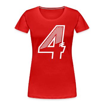 Number 4 Sports Jersey 4th birthday - Women's Premium Organic T-Shirt - red - Front - Mia (176cm)