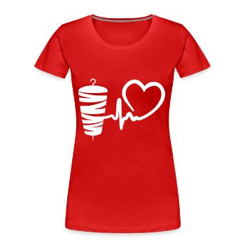 Kebab Lover Kebab Grill Heart - Women's Premium Organic T-Shirt - red - Front - Mia (176cm)