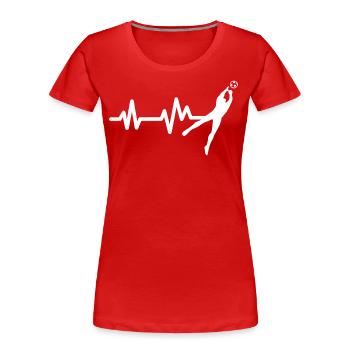 Battement de cœur de gardien de but de football - T-shirt bio Premium Femme - rouge - Devant - Mia (176cm)