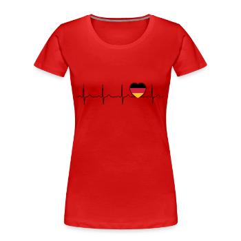 Deutschland Flagge Herzschlag - Nation - Germany - Frauen Premium Bio T-Shirt - Rot - Vorne - Mia (176cm)