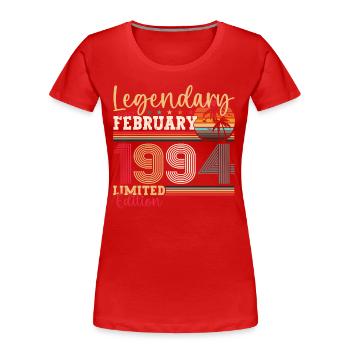 Jahrgang 1994 Februar 29. Geburtstag Geschenk Mann - Frauen Premium Bio T-Shirt - Rot - Vorne - Mia (176cm)