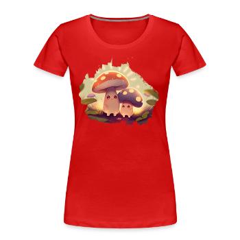 Kawaii Pilze Cottagecore Vintage für Pilzliebhaber - Frauen Premium Bio T-Shirt - Rot - Vorne - Mia (176cm)