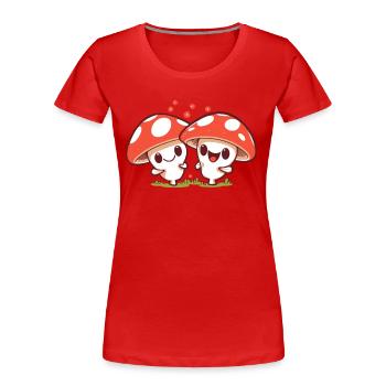 Kawaii Pilze Cottagecore Vintage für Pilzliebhaber - Frauen Premium Bio T-Shirt - Rot - Vorne - Mia (176cm)