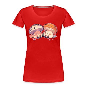 Kawaii Pilze Cottagecore Vintage für Pilzliebhaber - Frauen Premium Bio T-Shirt - Rot - Vorne - Mia (176cm)