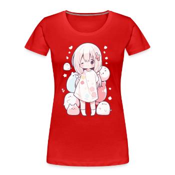 Anime Schlafanzug Kawaii Motiv Pyjama für Otakus - Frauen Premium Bio T-Shirt - Rot - Vorne - Mia (176cm)