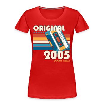 18 Geburtstag Mann Frau Kassette May Jahrgang 2005 - Frauen Premium Bio T-Shirt - Rot - Vorne - Mia (176cm)
