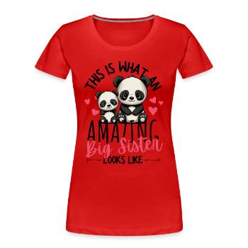 Annoncer une grossesse avec de mignons pandas - T-shirt bio Premium Femme - rouge - Devant - Mia (176cm)