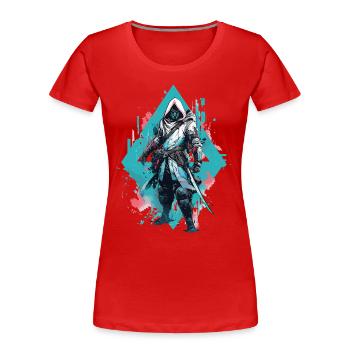 Epic Gamer Cyber Assassin en bleu pastel - T-shirt bio Premium Femme - rouge - Devant - Mia (176cm)