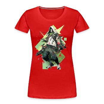 Epic Gamer Cyber Assassin en vert avec des sacs - T-shirt bio Premium Femme - rouge - Devant - Mia (176cm)