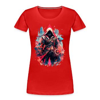 Epic Gamer Cyber Assassin Robot Pirate - T-shirt bio Premium Femme - rouge - Devant - Mia (176cm)