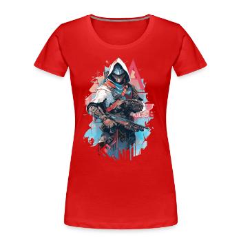 Epic Gamer Cyber Assassin Punk avec armure - T-shirt bio Premium Femme - rouge - Devant - Mia (176cm)
