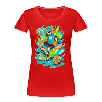 Joueur de football funky dans la conception de jeux d’art de rue - T-shirt bio Premium Femme - rouge - Devant - Mia (176cm)