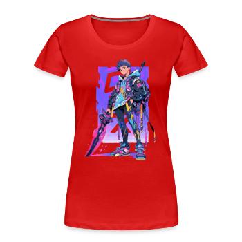Shibuya: Cool Anime Boy avec épée japonaise - T-shirt bio Premium Femme - rouge - Devant - Mia (176cm)