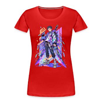 Shibuya: Cool Anime Boy avec épée japonaise - T-shirt bio Premium Femme - rouge - Devant - Mia (176cm)