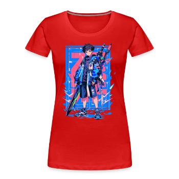 Shibuya: Cool Anime Boy avec épée japonaise - T-shirt bio Premium Femme - rouge - Devant - Mia (176cm)