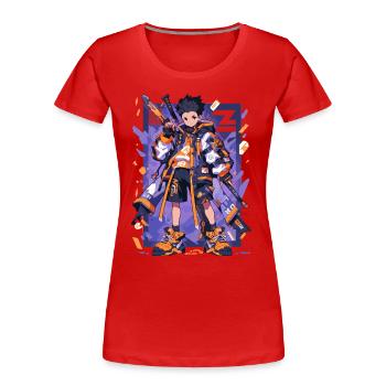 Shibuya: Cool Anime Boy avec épée japonaise - T-shirt bio Premium Femme - rouge - Devant - Mia (176cm)