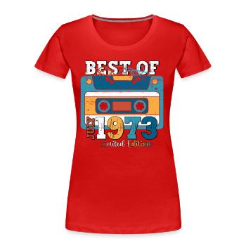 50th Birthday Man July Vintage 1973 Cassette - Women's Premium Organic T-Shirt - red - Front - Mia (176cm)
