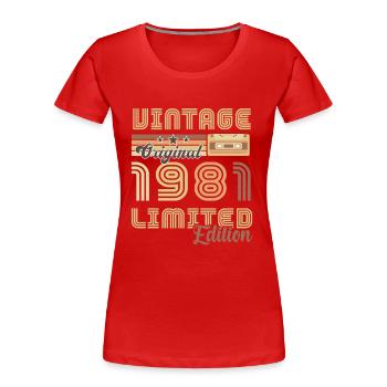 Original Vintage 1981 édition limitée 1981 - T-shirt bio Premium Femme - rouge - Devant - Mia (176cm)