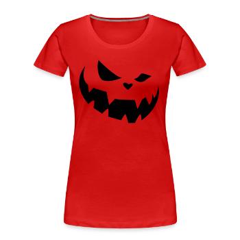Gruseliger Jack O'Lantern Kürbis für Halloween - Frauen Premium Bio T-Shirt - Rot - Vorne - Mia (176cm)