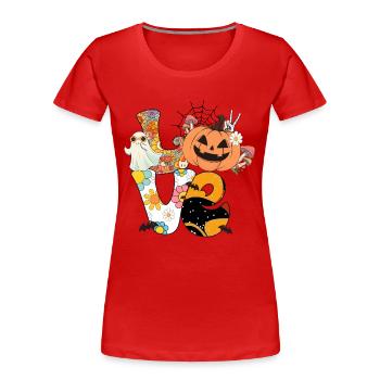 Spooky Retro Halloween Design: Love with Pumpkin - T-shirt bio Premium Femme - rouge - Devant - Mia (176cm)