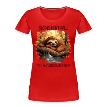 Paresseux d’automne : farniente aux couleurs automnales - T-shirt bio Premium Femme - rouge - Devant - Mia (176cm)