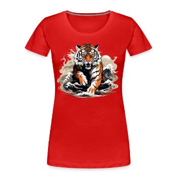 Bengalischer Tiger Japanische Great Wave Kanagawa - Frauen Premium Bio T-Shirt - Rot - Vorne - Mia (176cm)