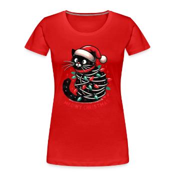 Meowy Christmas - Funny Holidays Funny Christmas - Women's Premium Organic T-Shirt - red - Front - Mia (176cm)