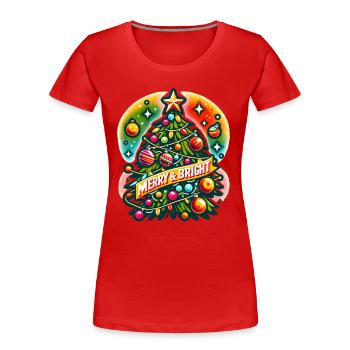 Merry & Bright - Funny Holidays Funny Christmas - Women's Premium Organic T-Shirt - red - Front - Mia (176cm)