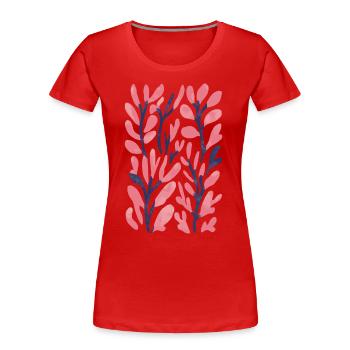 Motif d’algues rétro : Magie de la mer pastel - T-shirt bio Premium Femme - rouge - Devant - Mia (176cm)