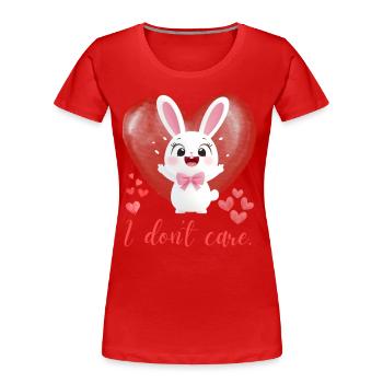 Lapin drôle avec dicton : Ironie pour les amoureux des lapins - T-shirt bio Premium Femme - rouge - Devant - Mia (176cm)