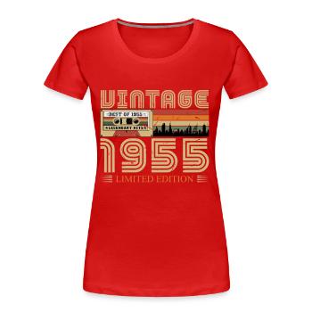 1955 Geburtstag 1955 Jahrgang Geburtstag 1955 - Frauen Premium Bio T-Shirt - Rot - Vorne - Mia (176cm)