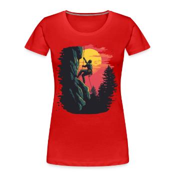 Freeclimbing in den Alpen: Amour am Fels bei Sonne - Frauen Premium Bio T-Shirt - Rot - Vorne - Mia (176cm)