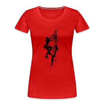 Klettern in den Alpen: Amour am Fels beim Freeclim - Frauen Premium Bio T-Shirt - Rot - Vorne - Mia (176cm)